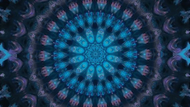 Mesmerizing blue mandala with fractal textures and symmetry