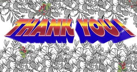 Vibrant Thank You Graphic with Floral Patterns