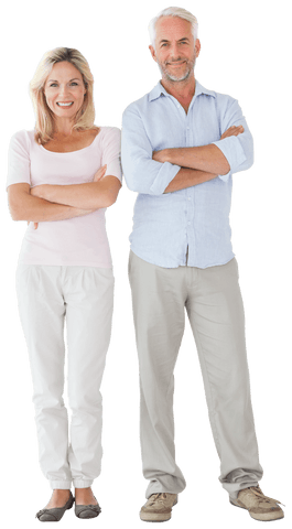 Smiling Mature Couple Standing Together on Transparent Background