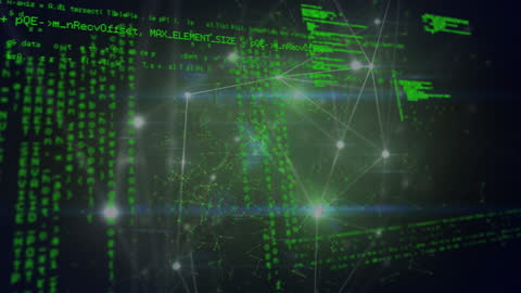 Digital Network with Glowing Datastreams and Connections