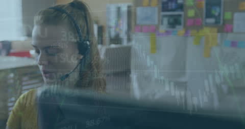 Data Processing Animation with Business Woman in Office