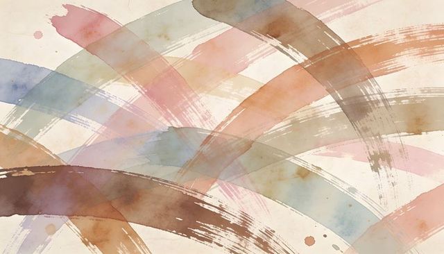 Soft pastel watercolor brushstrokes abstract background with layered curved washes