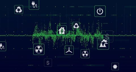 Futuristic Energy Data Visualization with Eco Icons