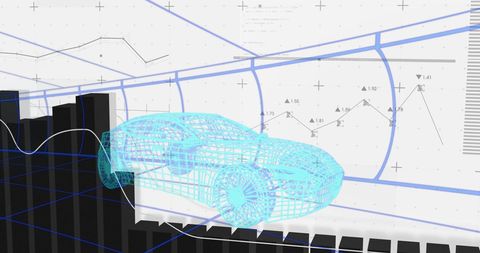 Digital Car Model with Graphs Representing Sustainability and Technology - Download Free Stock Images Pikwizard.com
