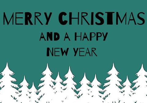 green festive holiday greeting with pine trees - Download Free Stock Templates Pikwizard.com