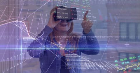 Woman Experiencing Virtual Reality Stock Market Analysis - Download Free Stock Images Pikwizard.com