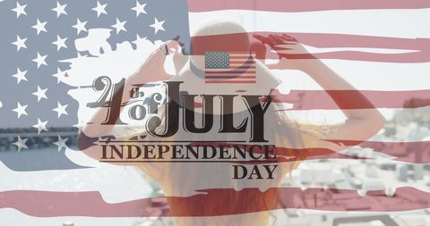 Independence Day Celebration at Harbor with Woman Wearing Hat