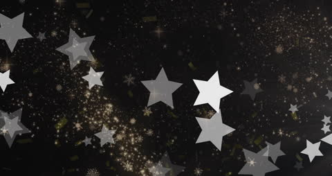 Festive Starry Night Background with Snowflakes and Sparkles