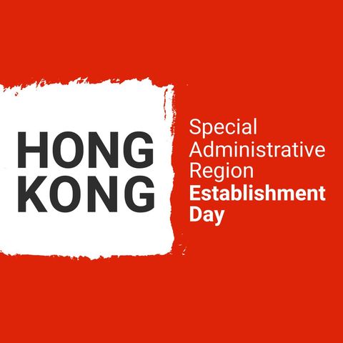 Hong Kong Establishment Day Design on Red Background - Download Free Stock Templates Pikwizard.com