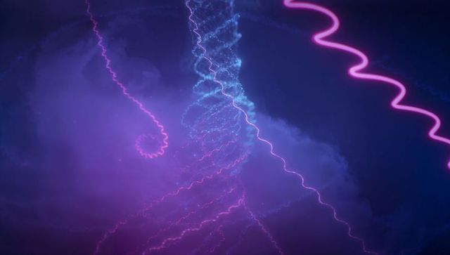 Vibrant neon spiral with futuristic light trails