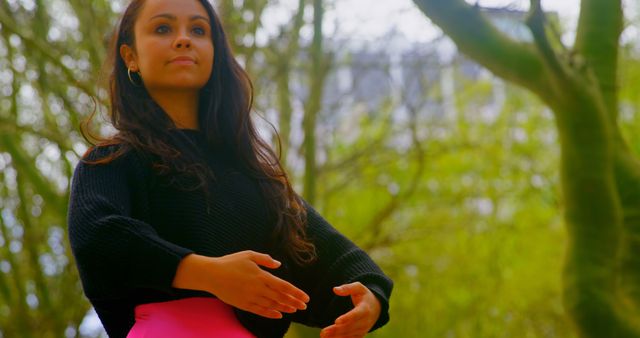 Young Woman Practicing Tai Chi in Peaceful Park - Download Free Stock Images Pikwizard.com