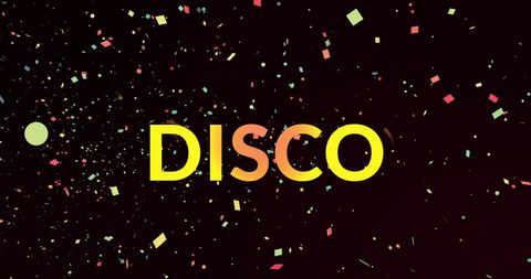 Disco Party Concept with Colorful Confetti on Black Background