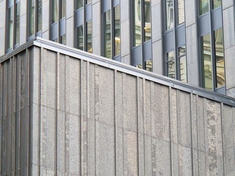 Modern architectural facade with angled texture design