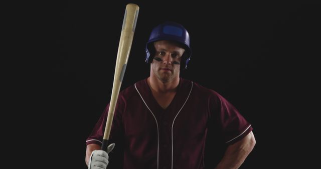 Baseball Player in Helmet Holding Bat Ready for Game - Download Free Stock Images Pikwizard.com