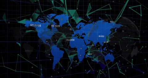 Global Data Processing with Digital World Map and Connections - Download Free Stock Images Pikwizard.com