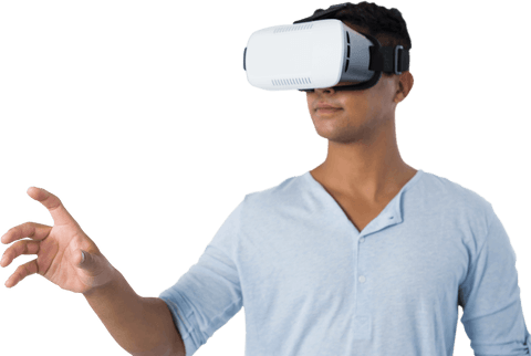 Man Engaging with Transparent Virtual Reality Experience - Download Free Stock Videos Pikwizard.com