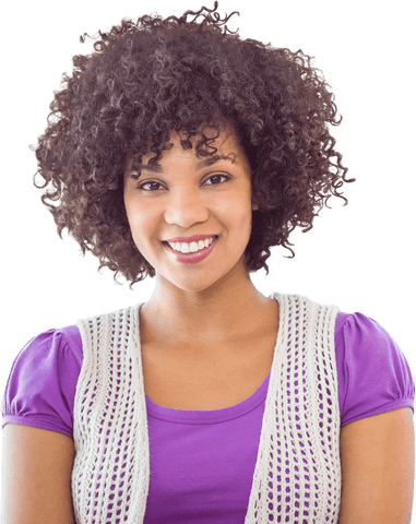 Smiling biracial woman expressing happiness on transparent background