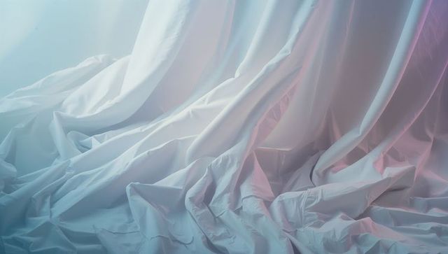 Elegant White Fabric with Pastel Hues in Artistic Display