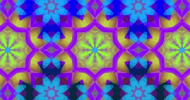 Seamless Glowing Kaleidoscope Patterns on Gradient Blue Background - Download Free Stock Images Pikwizard.com