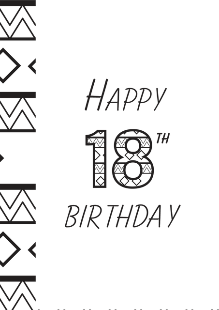 Happy 18th Birthday Card with Black Pattern on Transparent Background - Download Free Stock Videos Pikwizard.com