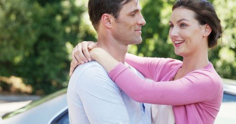 Romantic Young Couple Embracing Outdoors - Download Free Stock Images Pikwizard.com