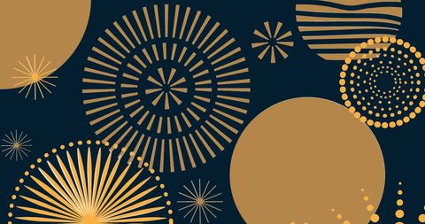 Abstract Gold Fireworks on Dark Background for Celebratory Design