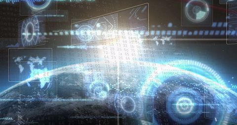 Digital Data Interface Overlay on Planet Earth - Download Free Stock Images Pikwizard.com