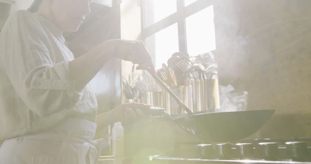 Chef Cooking in Bright Sunlit Kitchen - Download Free Stock Images Pikwizard.com