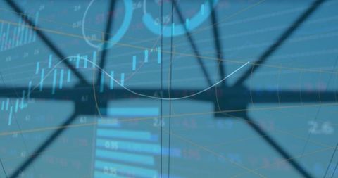 Digital trading interface with financial graphs and data overlay