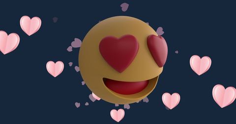 Heart Eyes Emoji Surrounded by Hearts on Blue Canvas - Download Free Stock Images Pikwizard.com