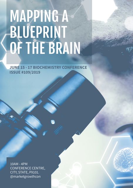 Neuroscience Conference Poster with Brain and Microscope Imagery - Download Free Stock Templates Pikwizard.com