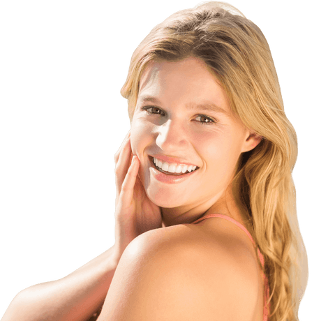 Smiling Woman in Swimsuit on Transparent Background Vector