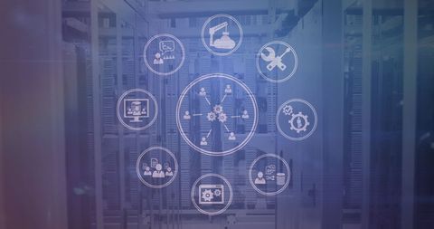 Media Interface Icons on Digital Cloud Server Background - Download Free Stock Images Pikwizard.com
