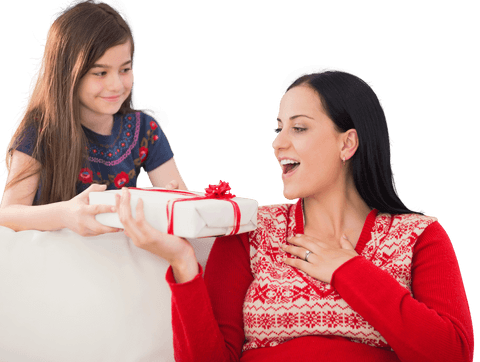 joyful woman receiving christmas present from daughter transparent background - Download Free Stock Videos Pikwizard.com