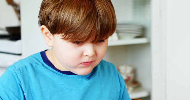 Young Boy Concentrating on Art Project Indoors - Download Free Stock Images Pikwizard.com