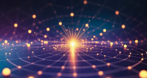 Futuristic Digital Grid with Radiating Light Core