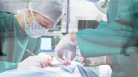 Team of Surgeons Performing Operation with City Life Time-lapse