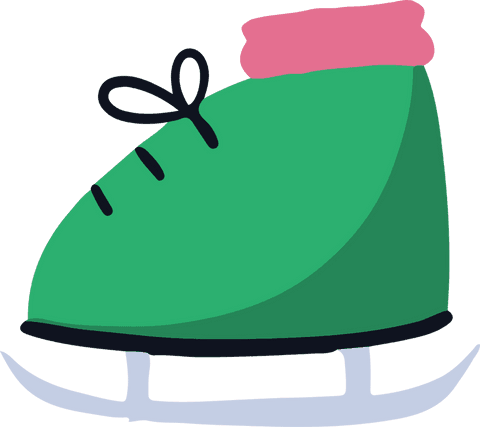 Green ice skate boot floating on transparent background vibrant design