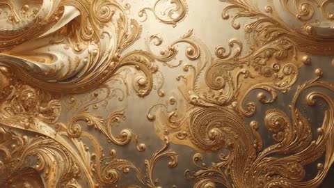 Luxurious Golden Filigree Scrollwork in Baroque Design