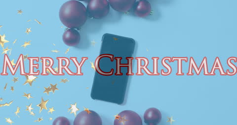 Festive Merry Christmas Greeting with Smartphone