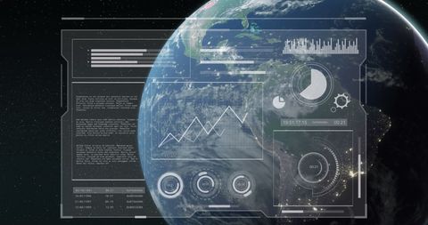 data interface overlaying earth in space - Download Free Stock Images Pikwizard.com