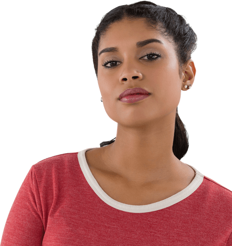 Confident Young Woman Transparent Background Close-Up
