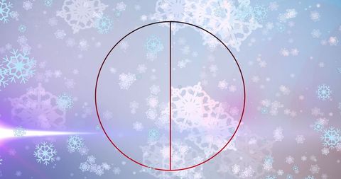 Geometric circle with snowflakes on icy background
