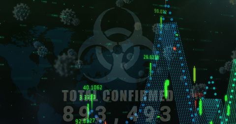 Biohazard Sign with Global Finance and COVID-19 Data - Download Free Stock Images Pikwizard.com