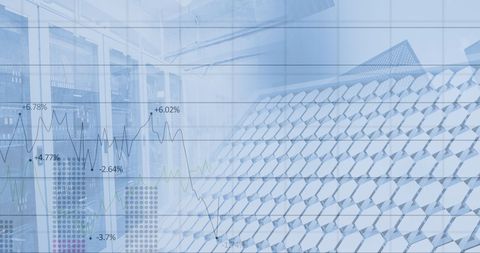 Financial Chart Overlaid on Solar Panels and Server Room Background - Download Free Stock Images Pikwizard.com