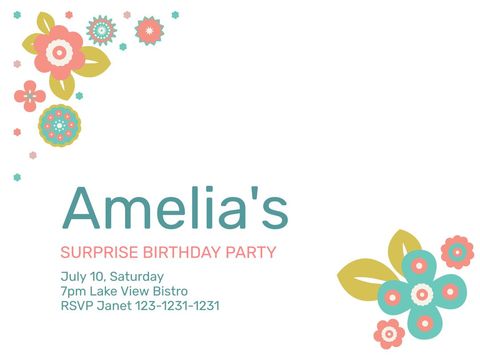 Floral Birthday Invitation with Playful Design - Download Free Stock Templates Pikwizard.com