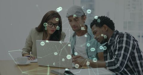 Connected Business Team Collaborating with Digital Data Overlay - Download Free Stock Images Pikwizard.com