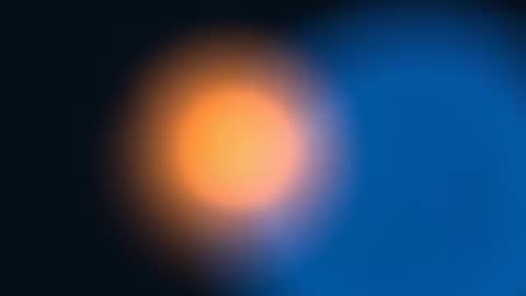 Shifting Warm Orange Orb Drifting into Cool Blue Bokeh Loop on Deep Navy Background