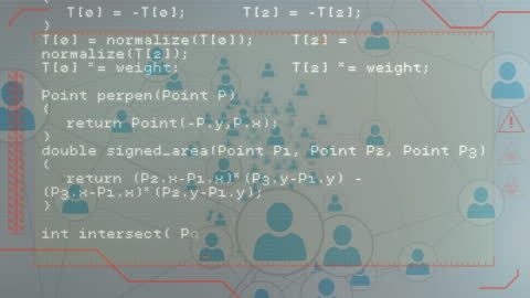 Futuristic Digital Network with C++ Code Overlay