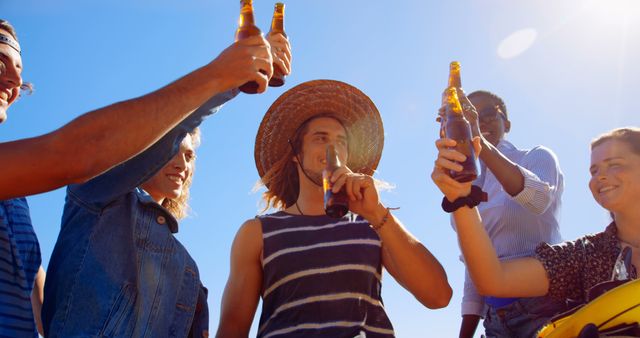 Diverse Group Enjoying Summer With Beer - Download Free Stock Images Pikwizard.com